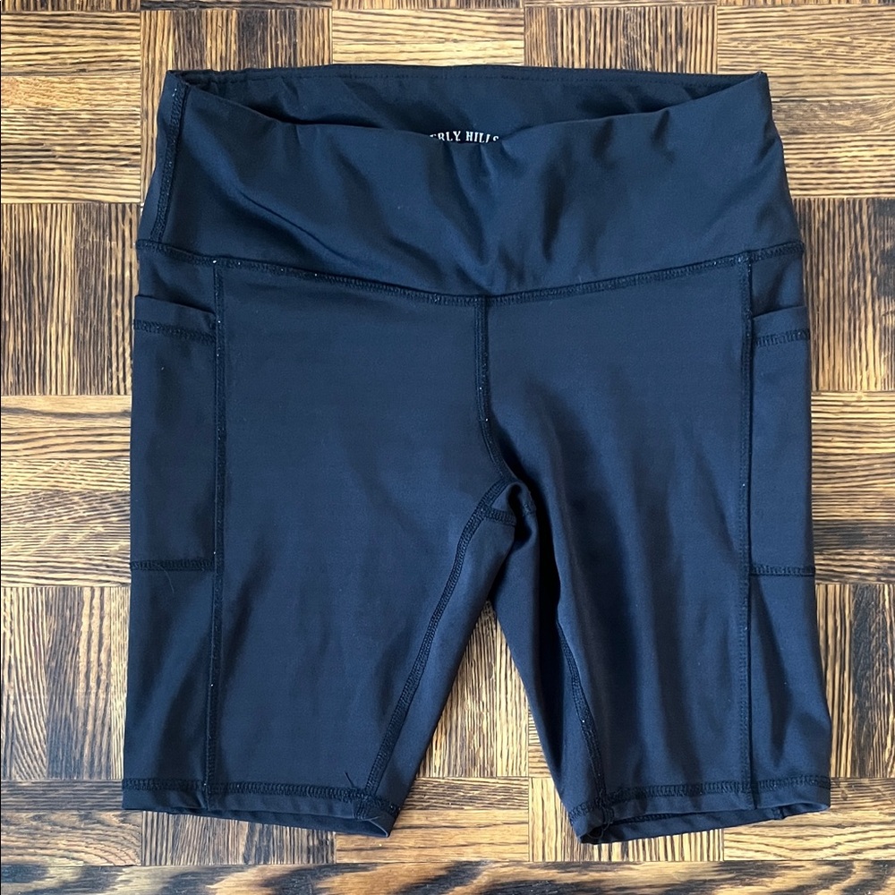 Beverly Hills Polo Club Black High-Waist Bike Shorts with Side Pockets